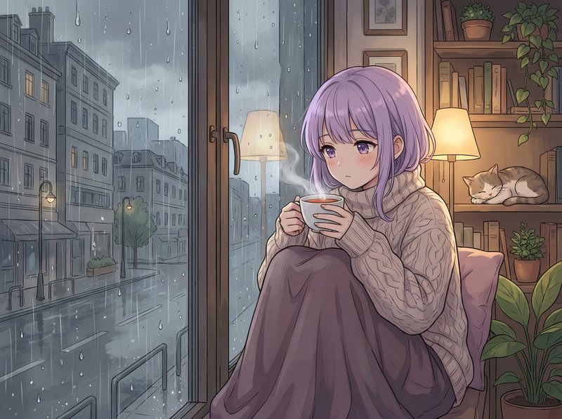 看片动漫美图-雨天少女